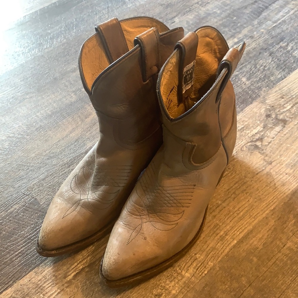 Frye Tan Leather Ankle Booties